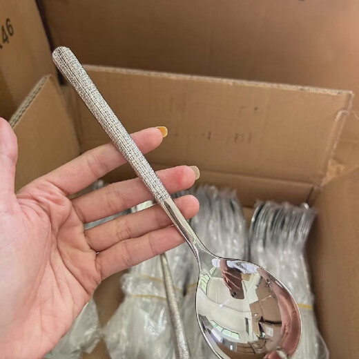 Yong Huan disposable spoons individually packaged commercial take-out spoons with ice cracks stainless steel spoons high-looking ice cracks 500 pieces factory batch packaging