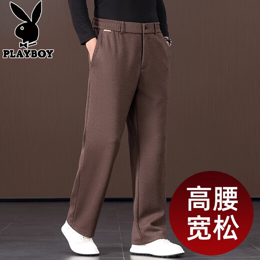Шерстяные повседневные брюки Playboy, мужские осень и зима 2025, новые свободные прямые широкие брюки, зимние брюки для папы среднего и пожилого возраста, карбоновые серые весенне-осенние M (рекомендуемый вес 110-130 Джин Джин равен 0,5 кг)