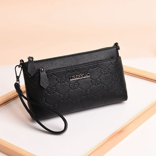 Jingshi soft leather small bag middle-aged ladies mother bag 2025 new versatile lightweight hand-held shoulder crossbody bag mobile phone bag black