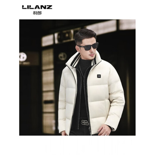 LILANZ Зимняя белая куртка на утином пуху, мужская куртка-стойка, короткий стиль, деловой повседневный холодостойкий теплый мужской пуховик белого цвета 14XL (190)