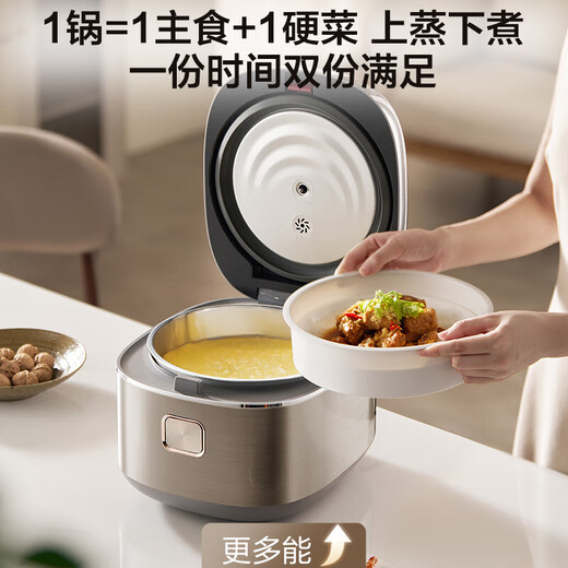 苏泊尔（SUPOR）电饭煲电饭锅 0涂层不锈钢二级能效煮饭锅 家用4L3-6人智能预约电饭煲 煮饭煮粥防溢锅F40F68S 【0涂层】创新气盾速沸防溢技术 4L 0涂层涡轮防溢