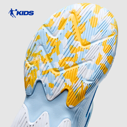 Jordan children's basketball shoes children's spring and autumn sports shoes boys' dense mesh training children's shoes Glacier Blue/Jordan White 28