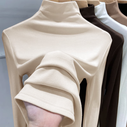 Modal Half Turtle Collar Bottoming Shirt Women's Spring Autumn and Winter German Velvet T-Shirt Long Sleeve Top Muscle Base Mask T8002 Black XL Recommended 115-125 Jin Jin equals 0.5 kg