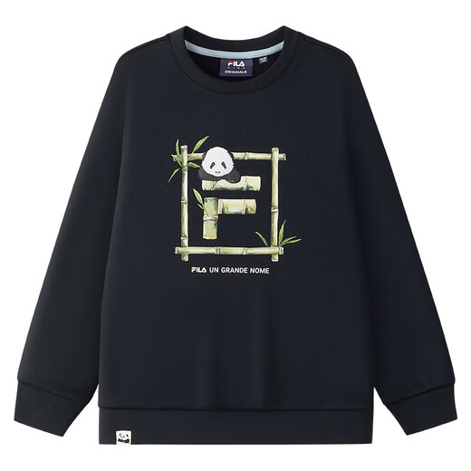 Fila Children's Clothing Sweatshirt 2025 Winter New Antibacterial Casual Pullover Sweatshirt for Boys and Girls Maltose White-IV 120 cm