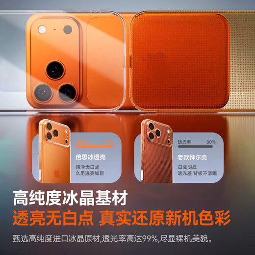 倍思【冰透散热|裸机原感|发黄秒退】适用iphone17手机壳苹果17保护套原装全包透明气囊防摔散热快