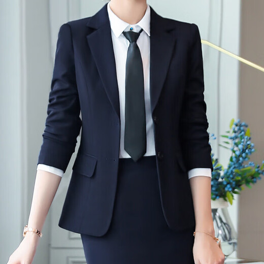 Suit Suit Women's Business Wear Formal 2025 Spring New Casual Temperament Work Wear Suit Suit Black Jacket + Trousers (502) XL Recommended 110-120Jin Jin equals 0.5 kg