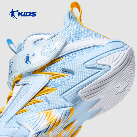 Jordan children's basketball shoes children's spring and autumn sports shoes boys' dense mesh training children's shoes Glacier Blue/Jordan White 28