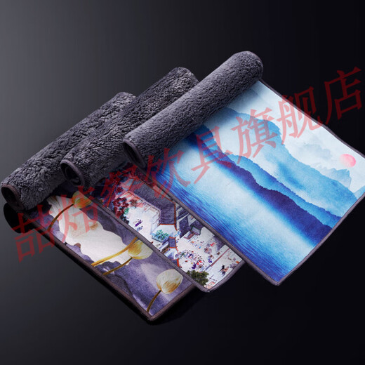 Zhewei Kungfu tea towel, tea cloth, absorbent and thickened tea set towel, tea table cloth, rag pad, tea table accessories, Zen style, upgraded model, coffee color (6 times water absorption) 1 pack