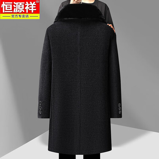 Hengyuanxiang dad winter coat chenille mid-length down jacket middle-aged and elderly men plus velvet thickened autumn and winter clothes blue gray XL 180/92A