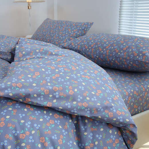 Yusen Yifei Literary Youth Dirty Gentle Sheet Single Piece Quilt Cover Pillowcase 100 Twill Forget-Me-Not Little Flower Yellow Bottom Quilt Cover 200x230