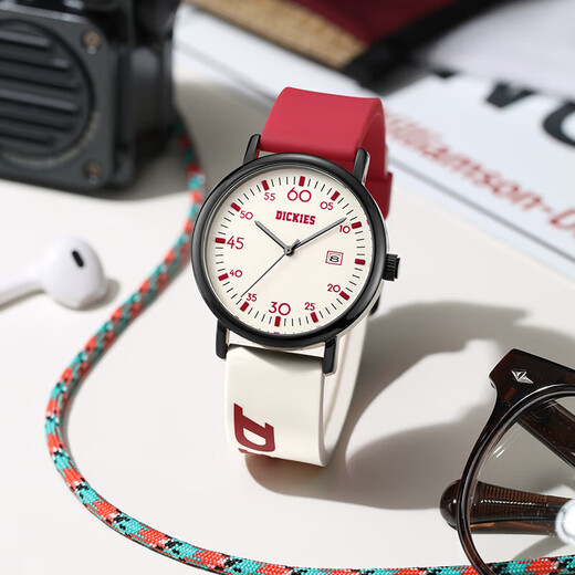 Dickies student watch for middle and high school students special silent pointer exam watch sports retro calendar quartz watch CL-686 red