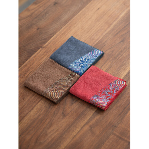Fat Donglai's same tea towel, tea cloth, painted thickened tea towel cloth, absorbent tea table cloth, special tea towel, Kung Fu tea set with solid color soft tea towel (light blue)
