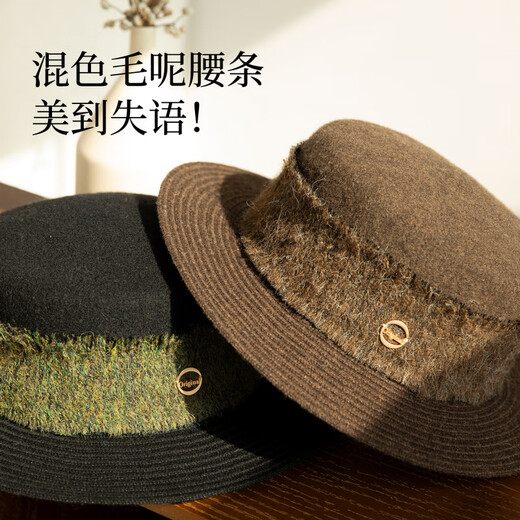 Siggi French retro flat hat new autumn and winter women's wool hat mixed color woolen fashion vacation travel Cocoa adjustable (hat circumference 57cm)