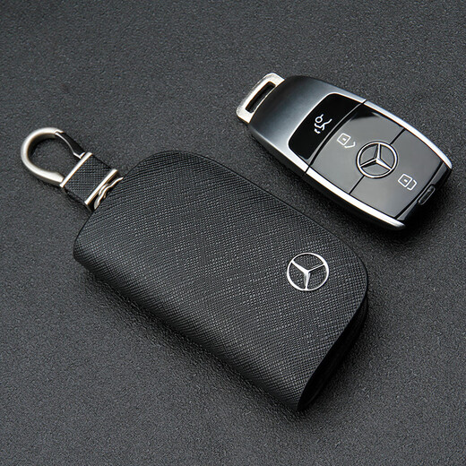 LEOEZYA genuine leather key bag for women and men unisex c200l new E-class e300S350 genuine leather car key protective cover light gray