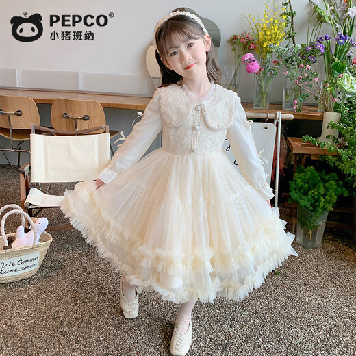 Piggy Banner (PEPCO) Children's Princess Dress Autumn and Winter Girls Fashionable Birthday Winter Dress Girls Dress Autumn and Winter Champagne 130