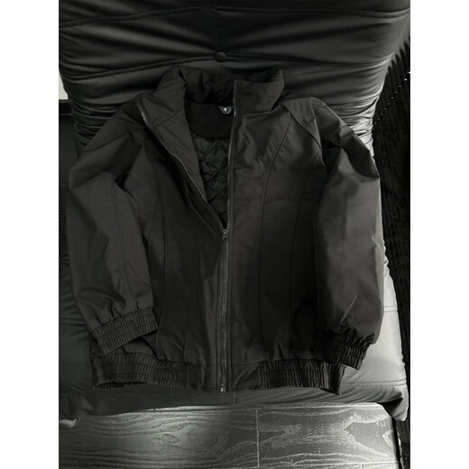 The most beautiful stand-up collar silhouette short cotton jacket men's winter design splicing flight jacket bomber work jacket black XL recommended 125-145Jin Jin equals 0.5 kg