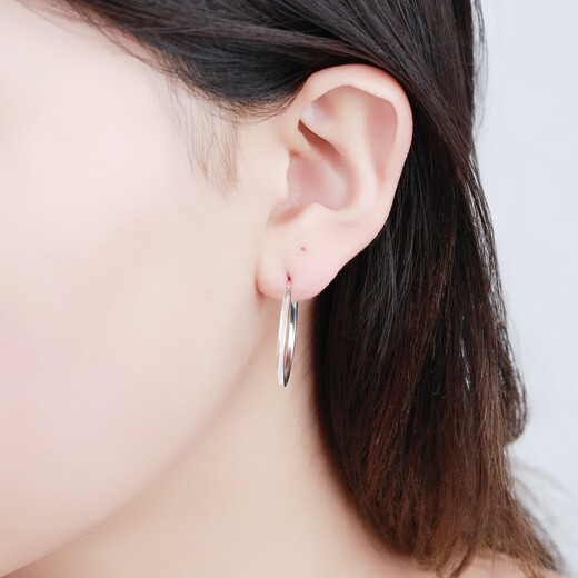 Wanfulong 2025 new PT950 platinum earrings, feminine and high-end earrings, gift for girlfriend, platinum plain hoop earrings 4.6g