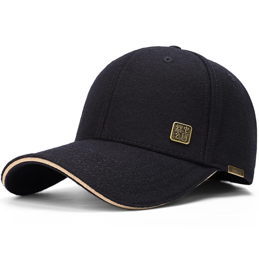 Catman hat men's winter wool warm men's peaked cap big head circumference brand baseball cap closed hat black