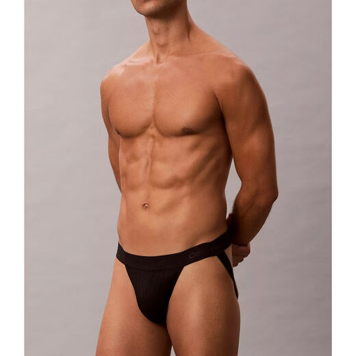 Calvin Klein CK men's thong underwear microfiber lace sports crotch protector sexy and comfortable holiday gift NB4428 black 1 pair S