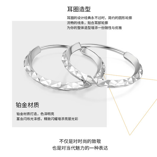 Wanfulong platinum earrings Pt950 earrings starry sky round earring hoop platinum simple jewelry birthday gift for girlfriend platinum pt950 earrings 1.17g