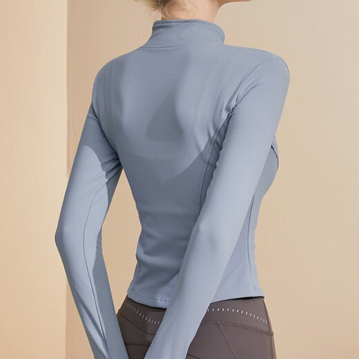 COZOK Autumn Pilates Slim Fit Plus Velvet Yoga Wear Sports Quick-Drying Jacket Women's Running and Cycling Tight Stand-up Collar Fitness Wear Star Black German Velvet Style S