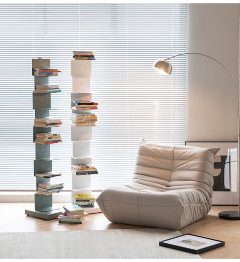 隐形书架落地置物架铁艺简易立式书柜客厅角落一体靠墙收纳架桌面 五层白色隐形书架稳固不倾倒