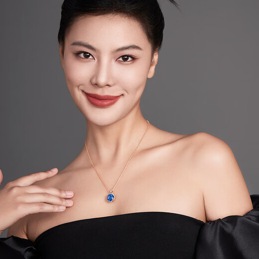 Icai topaz pendant for women 18k gold inlaid with diamonds and blue gemstone necklace birthday gift for girlfriend and lover pendant 8 carats free s925 silver chain O-shaped