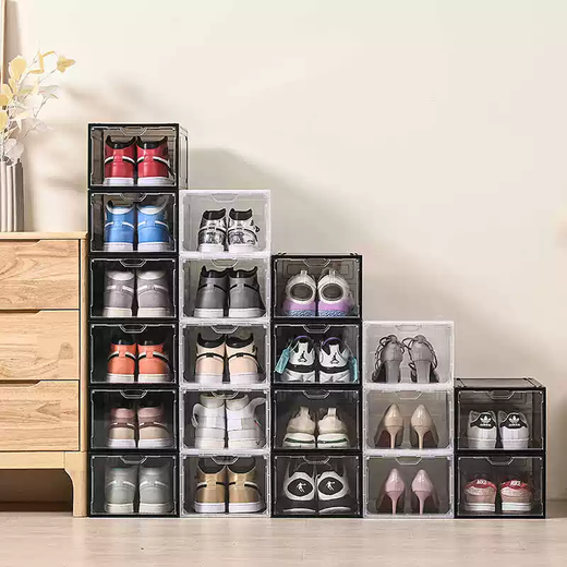 Yusenyi Shoe Box Storage Box Thickened Transparent Shoe Box Collection Absorbent AJ Mesh Shoe Cabinet Dust-proof Red Display Magnetic Wall Transparent (Medium Low Top) 8 Pieces 0x0x0cm
