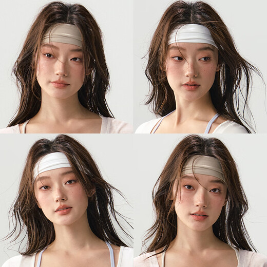 Ling Yuxun widened sports headband for women, quick-drying, sweat-absorbent, antiperspirant, non-slip, yoga-specific running, Pilates, fitness headband, toasted brown (high elasticity/applicable to all head sizes)