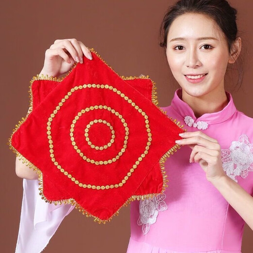 Orange Bole handkerchief flower dance children's yangko red handkerchief special props professional grade examination dance two-person octagonal scarf adult gold velvet red adult model 1 pack