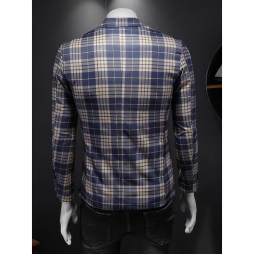 YISHION spring and autumn new fashion design classic plaid suit jacket men's trendy slim temperament versatile casual picture color M 90-110