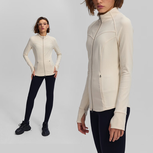 粒子狂热【废土印花】空气Air运动外套女修身拉链长袖衫JK006 灰蓝牛仔-SN-695 M