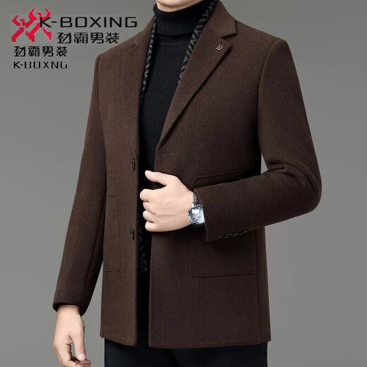 KBXNG Jinba winter double-sided wool men's coat suit collar mid-length liner jacket middle-aged men's wear 8669 black (removable liner) M 170/48