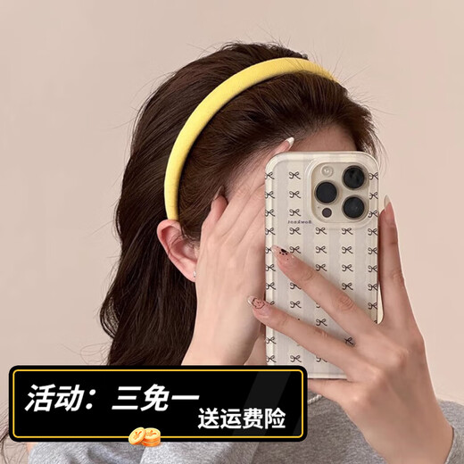 BARY REEF Elegant Goose Yellow Korean Fabric Hair Hoop Women's 2025 New High-Skull Pressure Hair Headband High-Quality External Hair Accessory Yellow Hair Hoop