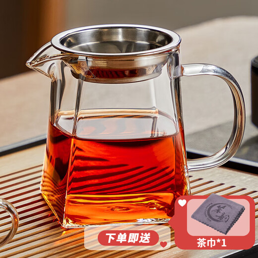 Yihutea (YIHUTEA) glass fair cup with filter tea drain set tea set accessories tea sea tea divider thickened Kung Fu tea cup large fair cup 350ml + tea drain