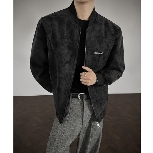 Shelley Jones American retro pu leather jacket men's jacket autumn and winter new baseball collar high-end handsome top clothing gray XL recommended 125-135Jin Jin equals 0.5 kg