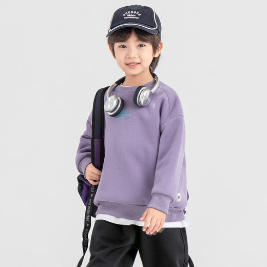 Duojia boys' velvet sweatshirt winter children's clothing long-sleeved casual sports warm bottoming children's simple printed versatile top