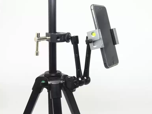 TKHE metal extension pole mobile phone live broadcast bracket external clip tablet to increase camera position overhead shooting universal camera tripod 11-inch magic arm metal mobile phone clip
