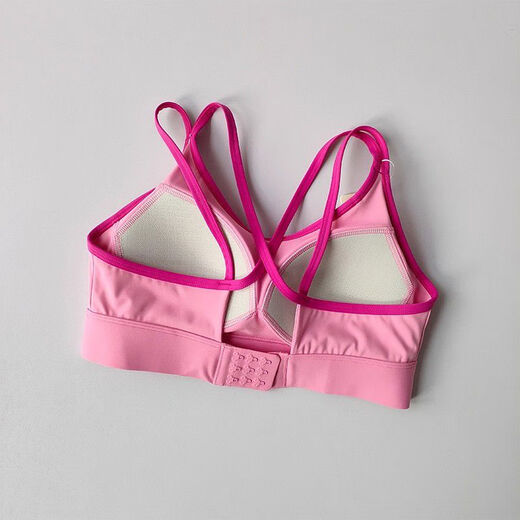 Beautiful back bra all-in-one vest contrasting color sports bra women's shockproof running sports bra push-up Pilates ivory white S S