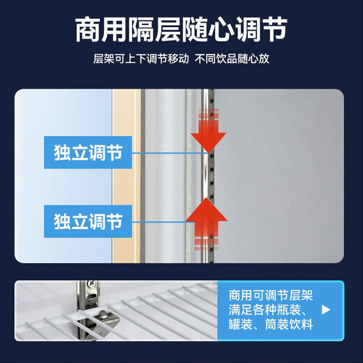 Rongshida display cabinet large capacity beverage beer supermarket fresh-keeping vertical commercial refrigerator direct cooling air-cooled glass door display cabinet freezer display cabinet white double door 728L [Shop manager's recommendation] Luxury circulation air-cooled frost-free