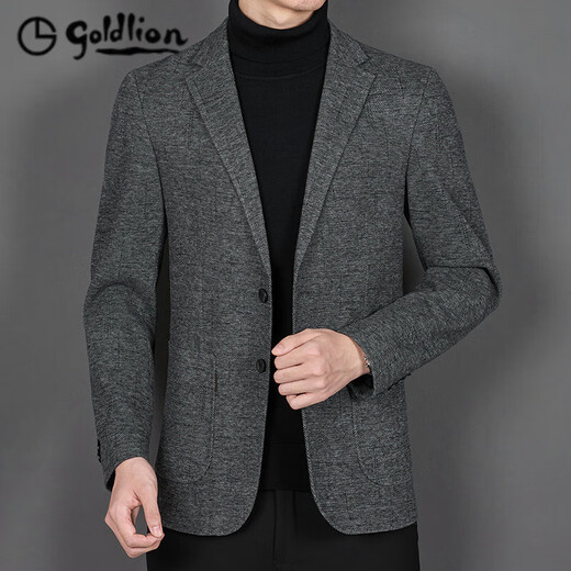 Goldlion high-end wool suit men's autumn and winter single-piece top middle-aged casual wool suit jacket medium-thick single suit 2835 light gray M 170