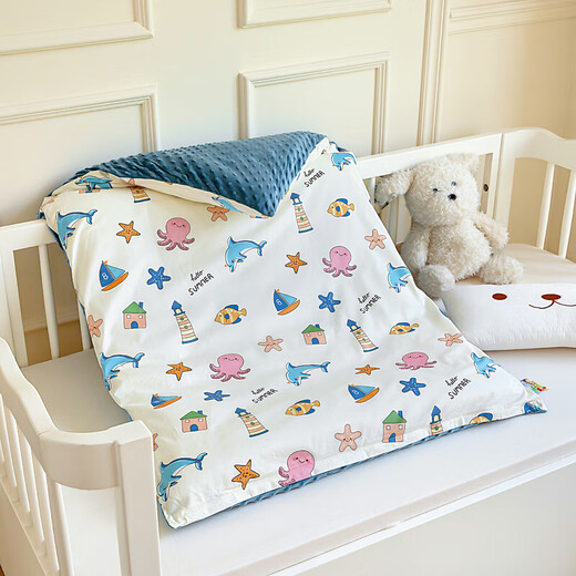Baby mattress type A maternal and infant grade children's kindergarten special mat quilt newborn changing table mat baby mattress Happy Ocean thermal storage and warmth fluffy and soft 70*160cm cotton core cushion cover + cotton core
