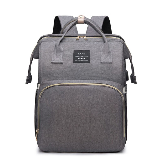 Giant World (LAND) Mummy Bag Multifunctional Anti-mosquito Foldable Crib for Going Out Lightweight Large Capacity Backpack Portable Mother and Baby Bag Black (Free Mosquito Net + Toy & Stand + Changing Pad + USB Cable + Stroller Hook))