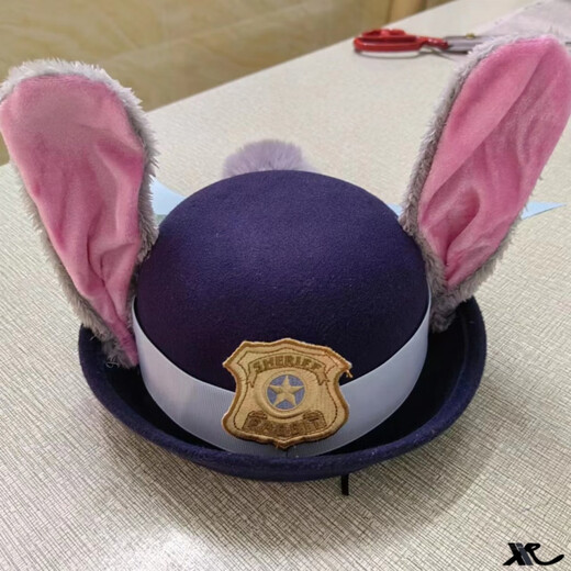 Taoyiyou Police Officer Judy Rabbit Ears Hat Zootopia Big Head Hat Headwear Suitable for Disney Amusement Park Judy Rabbit Children's Hat Navy Blue (Head Circumference 54CM)