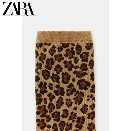 ZARA2025 Winter New Women's Animal Print Jacquard Socks 3739002 051 Official Authentic Leopard Print M L (28-30 c)
