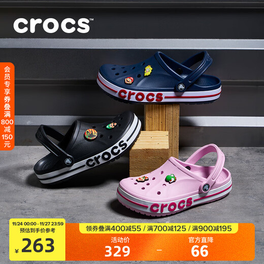Crocs Crocs Crocs Crocs Bela Crocban Lightweight Wear-Resistant Slip-on Casual Shoes|205089 Black/White-066 41/42(260mm)