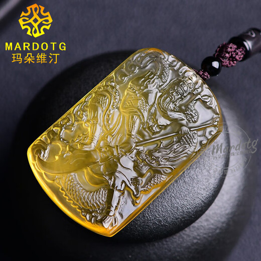 MARDOTG citrine pendant Guan Gong men's necklace Wu Wealth God Guan Yu amulet animal year pendant