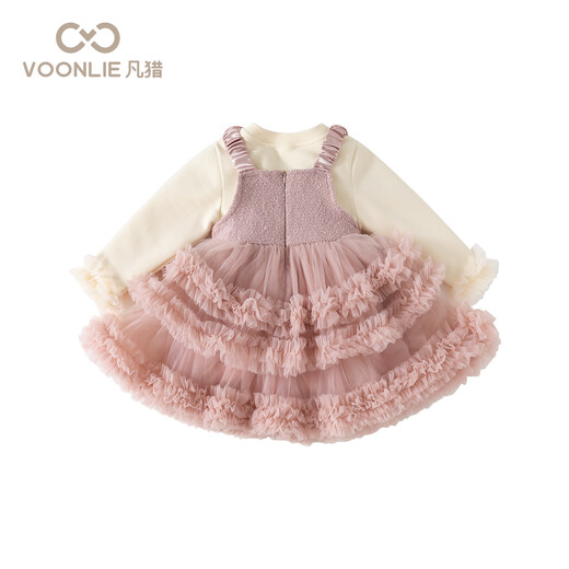 Fanhunting girl's dress winter style children's princess plus velvet suspender skirt baby girl's one-year-old dress winter pink/excluding accessories bag 110 cm