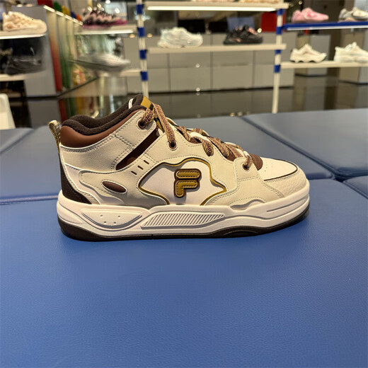 FILA trendy brand 2025 winter men's and women's BANK2 high-top plus velvet sneakers warm shoes T12W/M542912 T12W542912FMS lilac pink_snow white women's 36