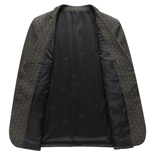 BOSS trendy jacquard casual blazer men's autumn and winter high-end brand men's slim single-piece suit top coffee color M 170